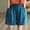 Blue, variant on jjayotai Cotton Linen Shorts for Women Drawstring Elastic Waist Pants Knee Length Wide Leg Shorts Summer Casual Beach Shorts with Pockets