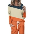 thumbnail image 2 of HVOBTTY Womens Long Sleeve Pullover T Shirt, Fall Tops for Women, Women's Casual Fashion Color Block Crew Neck T Shirt Orange, XL, 2 of 4