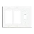 thumbnail image 2 of Leviton Combination Wallplate, 2 Decora & 1 Toggle, White, 2 of 2