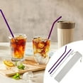 thumbnail image 3 of Metal Straw Set with Reusable Straw Silicone Tips Cleaner, Stainless Steel Straws for Tumblers & Cold Beverages (Purple), 3 of 5