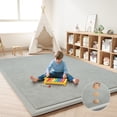 thumbnail image 4 of Loartee Baby Play Mat for Floor - 59" x 59" Non-Slip Coral Velvet Memory Foam Nursery Crawling 1.18" Thick Rug for Babies, Toddlers, Infants, Kids, Gray, 4 of 8