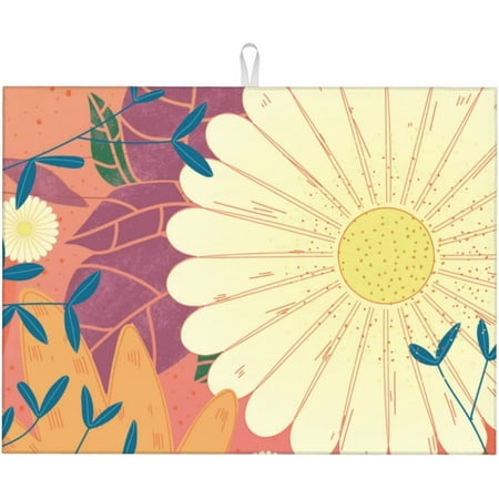 

Colorful Flowers Dish Drying Mat For Kitchen Counter Large Absorbent Dish Drainer Super Absorbent Microfiber Dish Drying Pad 18x24 Inch