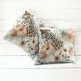 thumbnail image 4 of Ambesonne Leopard Throw Pillow Cover Pack of 2, Tender Abloom Watercolor, 2 Pcs-28"x28", Peach Ginger and Grey Teal, 4 of 5