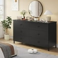 thumbnail image 5 of Hasuit 6 Drawers Double Dresser, Wooden Dressers with Heavy Sturdy Steel Frame, Large Capacity Storage Chest of Drawers, Black Dresser for Bedroom, Living Room, Entryway, 5 of 8