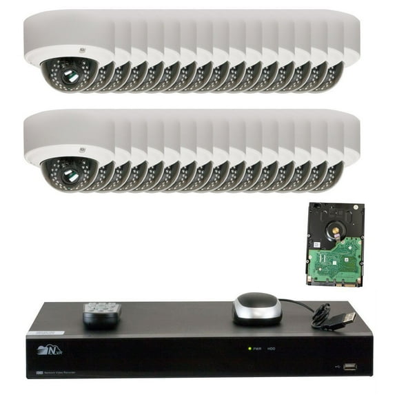 GW Security 32CH H.265 4K NVR 5-Megapixel (2592 x 1920) 4X Optical Zoom Network Plug & Play Video Security System, 32pcs 5MP 1920p 2.8-12mm Motorized Zoom POE Weatherproof Dome IP Cameras