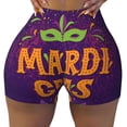 thumbnail image 2 of Fuzoiu Mardi Gras2 Print Women's Workout Shorts,Workout Biker Shorts Women,Exercise Fitness Shorts,Scrunch Short, Athletic Shorts for Gym Yoga Running Sport Active-XX-Large, 2 of 8