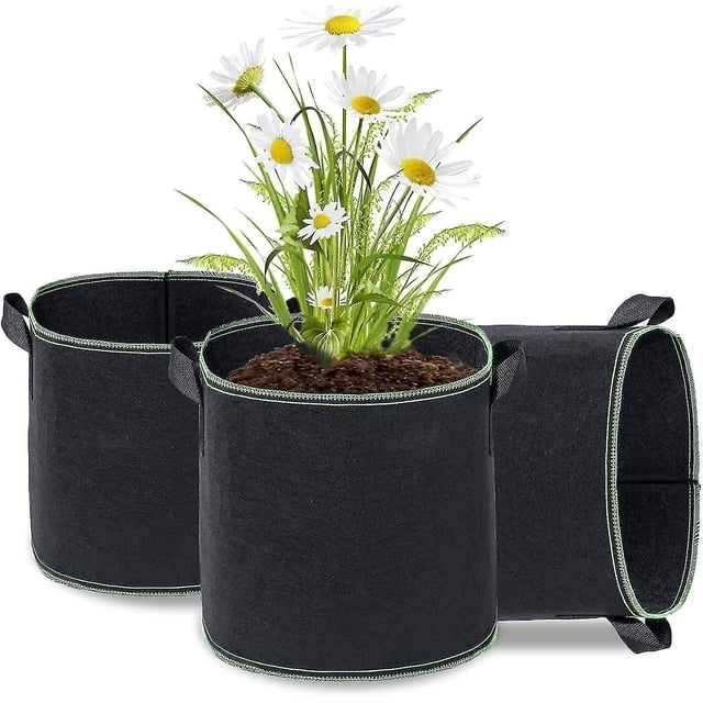 Paquete de 3 bolsas de cultivo de tela de 10 galones, bolsas de cultivo de plantas de jardín no tejidas gruesas con asas de nailon para jardinería y plantación
