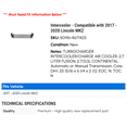 thumbnail image 2 of Intercooler - Compatible with 2017 - 2020 Lincoln MKZ 2018 2019, 2 of 2