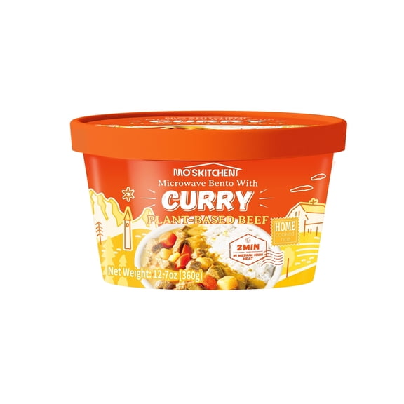 Mo’s Kitchen Vegan Curry Plant-Based Beef Microwave Rice Bowl, 12.7 oz (Ready to Eat)