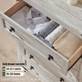 thumbnail image 5 of OKD 5 Drawers Dresser Chests for Bedroom Farmhouse, Wood Rustic Tall Chest of Drawers, Antique Brush White, 5 of 5