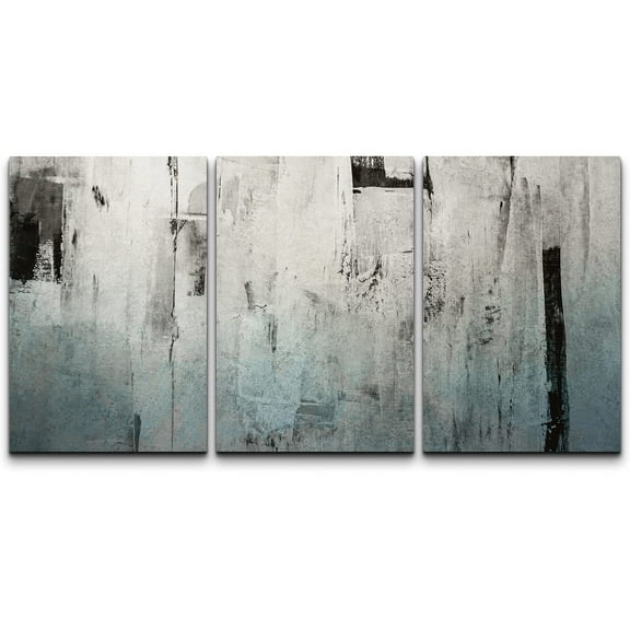 wall26 Canvas Print Wall Art Set Grunge Industrial Black & Gray Color Field Abstract Shapes Illustrations Modern Art Contemporary Colorful Multicolor for Living Room, Bedroom, Office - 16"x2