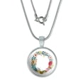thumbnail image 1 of Letter O Floral Monogram Initial 0.75" Pendant with Sterling Silver Plated Chain, 1 of 4