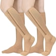 thumbnail image 1 of MesaSe 2 Paires Bas de Compression à Fermeture Éclair 15-20 mmHg Bas de Compression à Bout Fermé pour Femmes et Hommes, 1 of 6