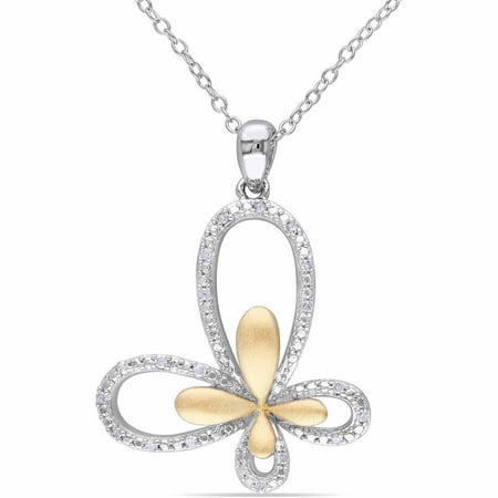 Miabella Diamond-Accent 2-Tone Sterling Silver Flower Pendant