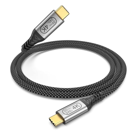 USB C Monitor Display Cable 3FT, 4K USB C 3.2 Gen 2x2 Video Cable, 20Gbps High Speed Data Transfer, 240W PD Fast Charging Compatible for iPhone 17/16, MacBook, CarPlay, Portable Monitor