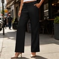 thumbnail image 2 of VBVC Women's High Waisted Straight Leg Dress Pants , Casual Button Tab Work Trousers For Women , Ladies' Business Office Slacks with Pockets, Black , S-2XL, 2 of 7