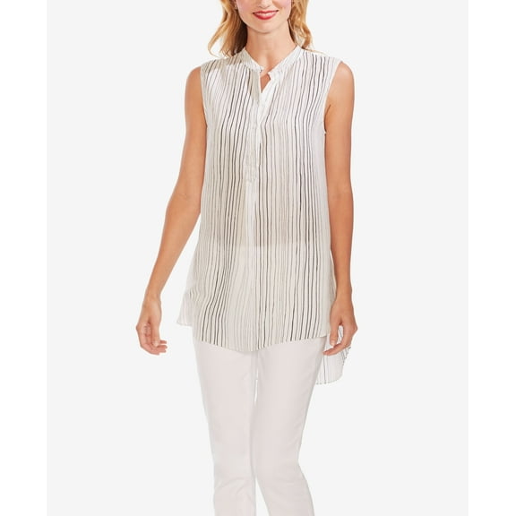 Vince Camuto Delicate Strands Striped High Low Tunic New Ivory L