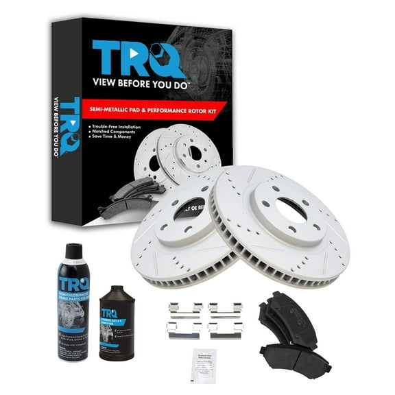 TRQ Performance Brake Rotor & Metallic Pad Front Kit w/Chemicals BKA16473 Fits select: 2000-2005 CHEVROLET IMPALA, 2000-2005 BUICK LESABRE