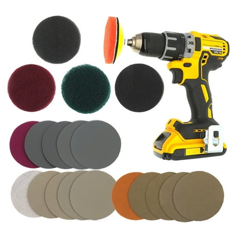 21PCS Car Foam Drill Buffing Pads 3Inch Car Headlight Restoration Kit Sanding Discs with Wool Buffing Polishing Pad, Sponge Buffing Pad, Interface Pad for Car Washing Cleaning Waxing