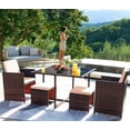 thumbnail image 2 of Vineego 5 Pieces Patio Sets Outdoor Wicker Conversation Sets Rattan Chairs with Ottomans and Tempered Glass Table(Beige), 2 of 8