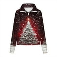 thumbnail image 6 of Womens Tops Christmas Print Lapel Zipper Long Sleeve Casual Pullover Sweatshirt,Sweatshirts for Women Red S, 6 of 6
