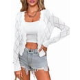 thumbnail image 3 of Women'S Long Sleeve V-Neck Knitted Cardigan Jacket Buttonless Knitted Shawl Sweater White L, 3 of 8
