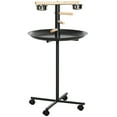 thumbnail image 2 of PawHut Bird Play Stand, Portable Parrot Perch, Bird Feeder Station, with Four Wheels, Stainless Steel Feeding Bowls, Round Tray, Grey, 2 of 9