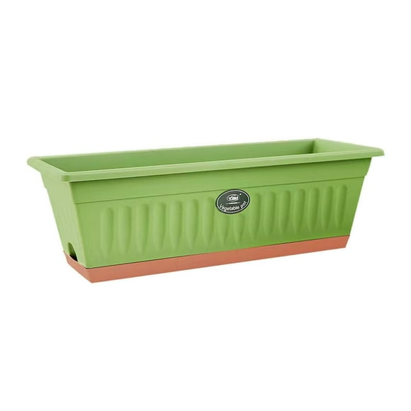 Flower Pots Rectangular Vegetables Growing Planting Family Plant Plastic Flower Pots Drainage Hole Planter for Balcony Patio Outdoor Straw green