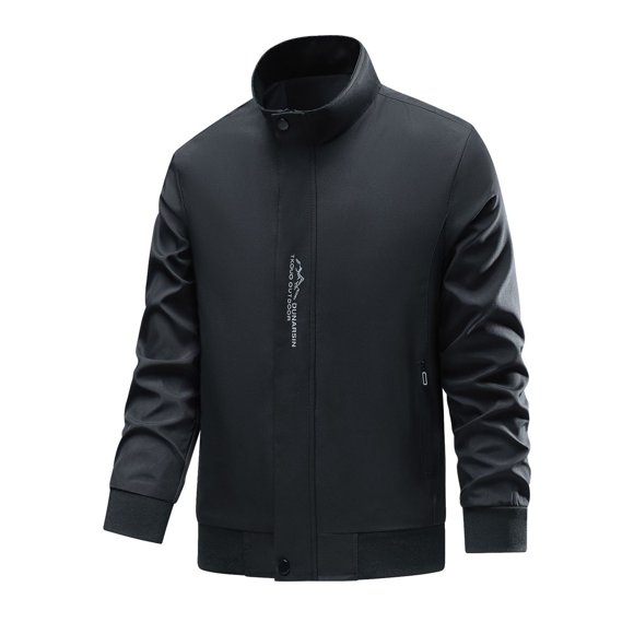 Men's Casual Baseball Jacket Spring Autumn Lightweight Stand Collar Border Leisure Coat Outerwear