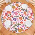 thumbnail image 2 of Colorful Bohemian Style Round Tablecloth - Elasticized Edge for 52 to 56 Inch Tables - Vibrant Table Cover for Party, 2 of 7