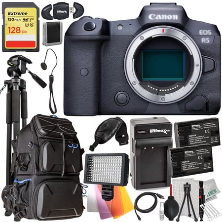 Ultimaxx Deluxe Canon EOS R5 Mirrorless Camera Bundle (Body Only) International Model - Includes: 128GB Extreme SDXC Deluxe Water-Resistant Backpack 2x Extended Life Batteries & Much More