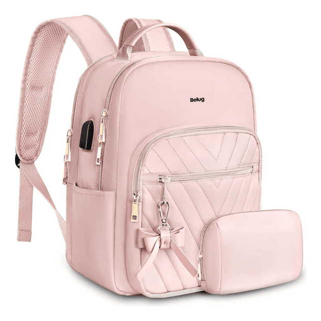 Mochila de Mujer Escolar de Moda Impermeable y Antirrobo Belug, Rosa