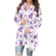 thumbnail image 2 of Cardigan pour Femmes Cardigan à la Mode pour Femmes à Manches Longues à Imprimé Floral Veste Haut Cardigan Court pour Femmes en Liquidation, 2 of 6