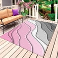 thumbnail image 4 of Outdoor Rug 3x5 ft Pink Grey Modern Geometric Outdoor Large Area Rug Non Slip Rubber Abstract Beach Front Door Mat RV Rug Camping Carpet Patio Outdoor Rugs for Backyard Balcony Deck Porch Indoor, 4 of 9