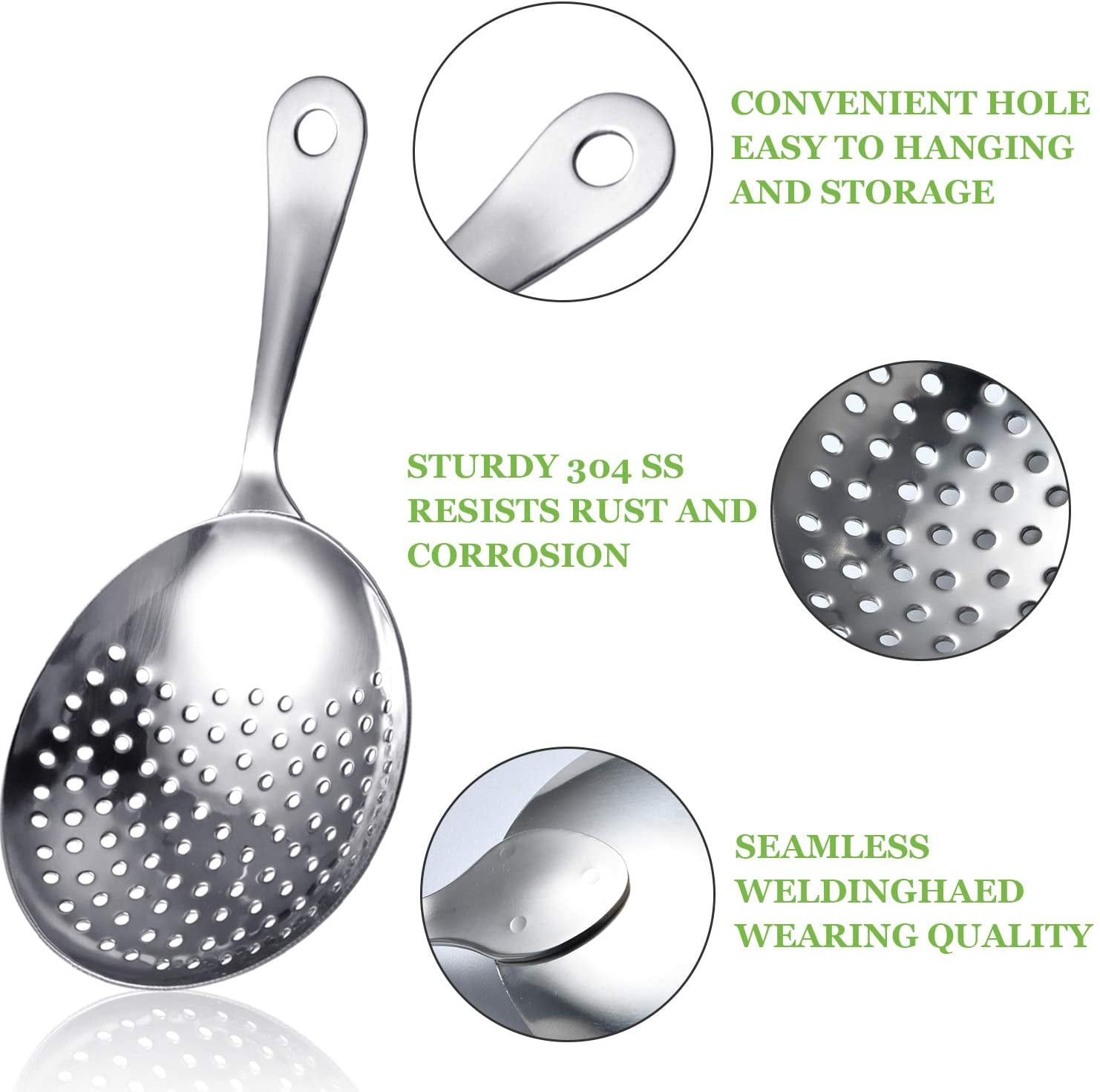 Stainless Steel Julep Strainer Akamino 4 Pack Cocktail Strainer Spoon for Drink Home Kitchen Bar 