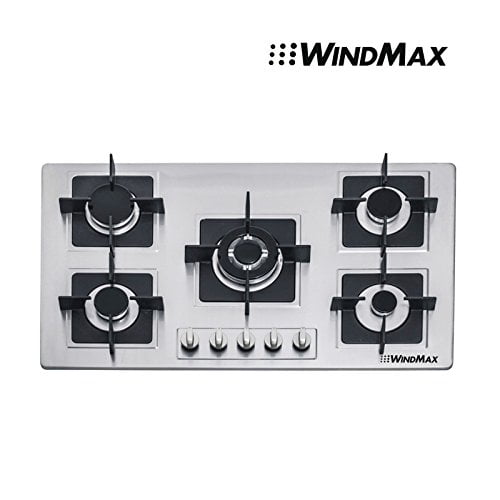 Windmax 35.5" 5 Burners Built-In Stove LPG/NG Gas Fixed Cooktop Gas Cooker Hobs 