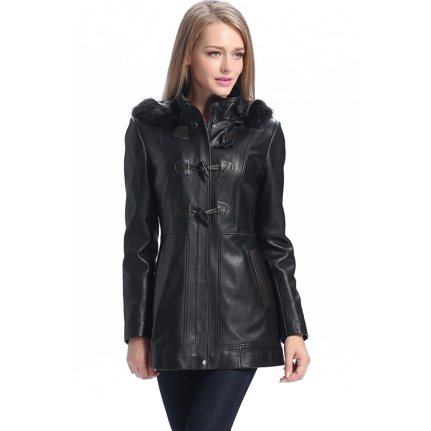 BGSD Womens Amanda Lambskin Leather Coat Regular and Plus Size and Short