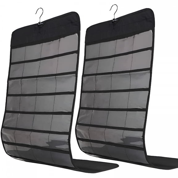 LAMIRO 80 Pocket 2 Pack Hanging Jewelry Organizer, Hanging Accessories Closet Organizers for Earring Necklace Holder, Hanging Jewelry Organizer for Closet,Black