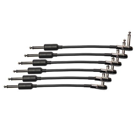 6-Pack 6" Castline Silver Mogami 2319 Guitar Pedal Board Effects Switcher Patch Cable 1/4 TS Low Profile and Short Barrel Connectors