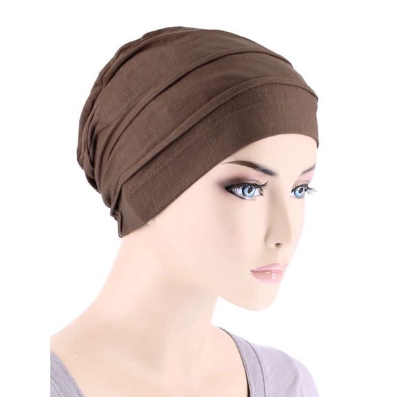 Lux Bamboo Pleated Cap in Cedar Brown