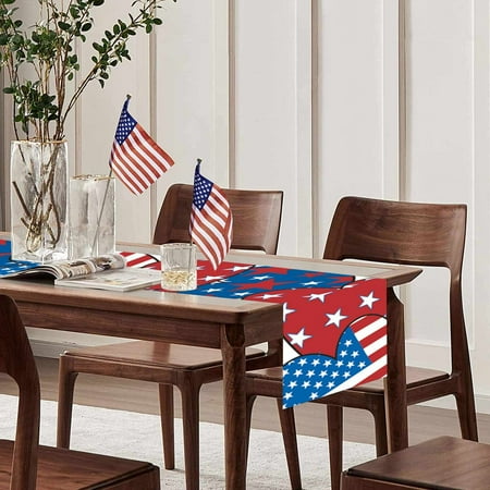 

Decorating Kit Independence Day Table Runner Holiday Print Vintage Decoration Tablecloth Home Decor