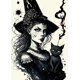 thumbnail image 1 of Pósteres e impresiones de Halloween de bruja Vintage, pintura en lienzo mágica de brujería de Luna Witchy, imágenes artísticas de pared para habitación, decoración del hogar, 1 of 4