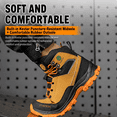 thumbnail image 5 of XQJ Men's Steel Toe Work Boots Non-Slip High Top Lace-Up Shoes Work For Industrial & Construction Use Protective Shoes Boots Waterproof Wear-Resistant Steel Toe Safety Shoes-Brown Size 6.5, 5 of 9
