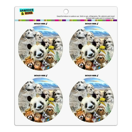 

Mount Mt. Rushmore National Memorial South Dakota Panda Sloth Refrigerator Fridge Locker Vinyl Circle Magnet Set