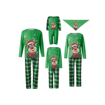 

Gwiyeopda Christmas Pajamas for Family Elk Nightwear Sleepsuit Loungewear Set for Adults Kid Baby Dog