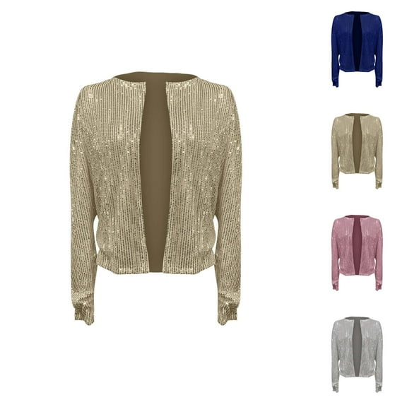 Women Jackets Fall Jacket Women's High-Quality Sequin Vest - Solid Color Stand Collar Short Jacket, Versatile Autumn Winter Outerwear