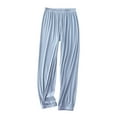 thumbnail image 3 of UVEASISHA Comfy Pajama Pants for Women Elastic Waist Ribbed Lounge Pants Thin Baggy Casual Pj Bottoms Blue XXL, 3 of 8