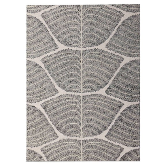 Hand-Tufted 100% New Zealand Wool Fern Pattern Area Rug, 9' x 12'