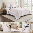thumbnail image 6 of Quilts King Size, Pink Striped Soft Comforter Bedding Set for Bed, Farmhouse Thin Vertical Stripes Modern Lightweight Quilted Bedspread with Pillow Cover(2 Pieces) for All Season, 96x106 Inch, 6 of 9