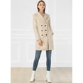 thumbnail image 4 of Unique Bargains Women's Notched Lapel Double Breasted Winter Long Trench Coat, 4 of 7